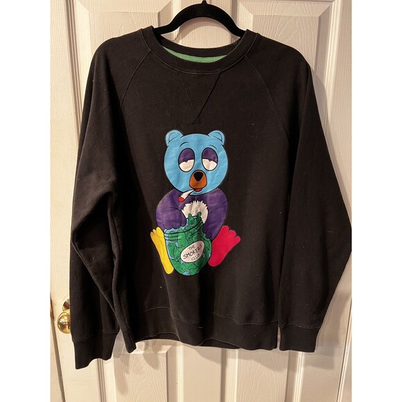 Smokers Club bear Sweatshirt Mens sz S world wide Rollers Hipster Crewneck - Picture 8 of 8